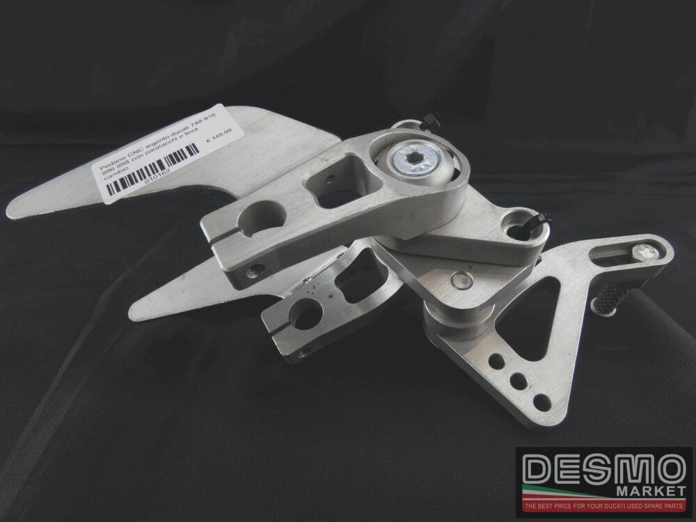 Pedane CNC argento ducati 748 916 996 998 con paratacchi e leva cambio