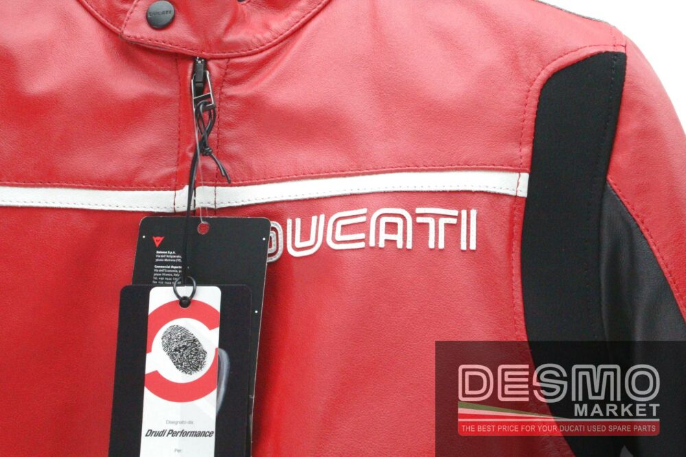 Giubbino pelle Ducati rosso bianco taglia 50