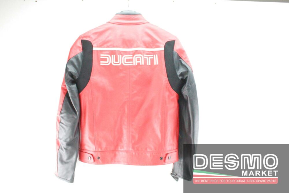 Giubbino pelle Ducati rosso bianco taglia 50