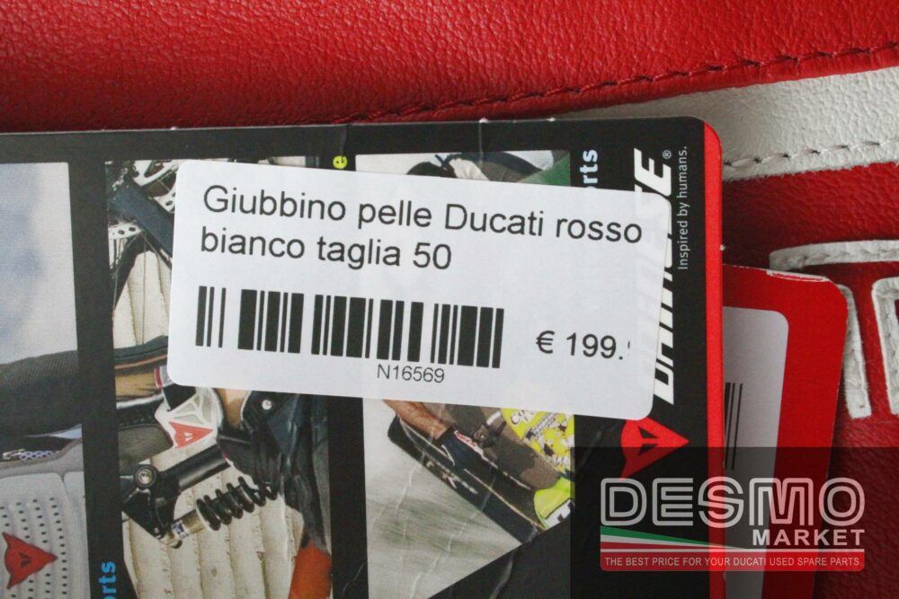 Giubbino pelle Ducati rosso bianco taglia 50