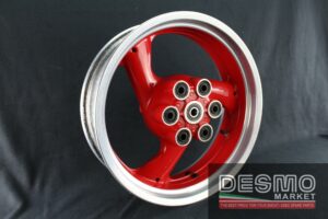 Cerchio posteriore tre razze rosso canale lucidato Ducati Monster