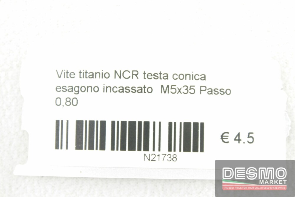 Vite titanio NCR testa conica esagono incassato  M5x35 Passo 0,80