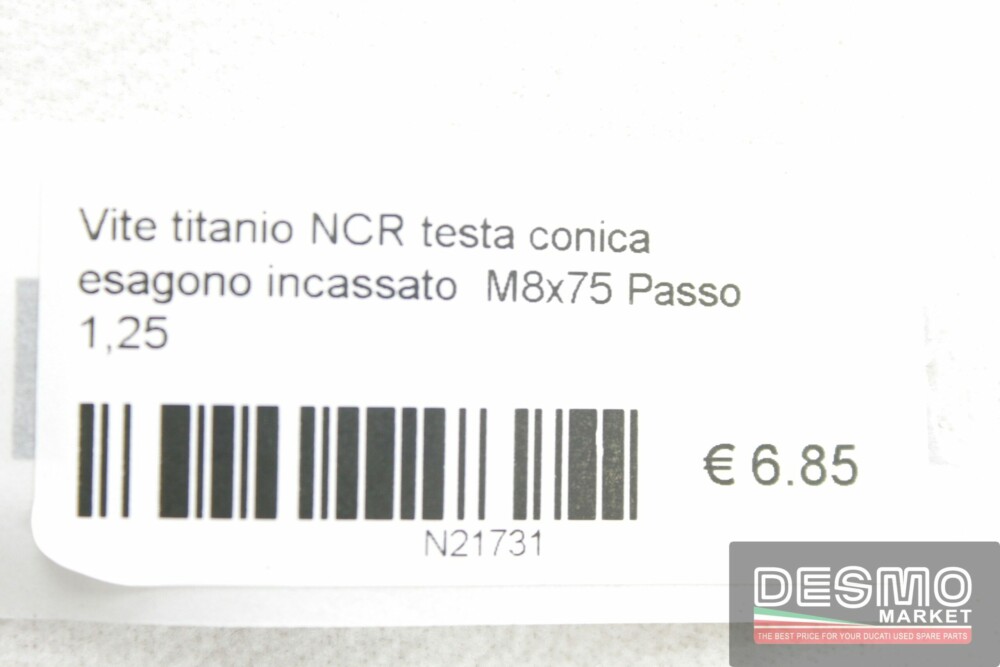 Vite titanio NCR testa conica esagono incassato  M8x75 Passo 1,25