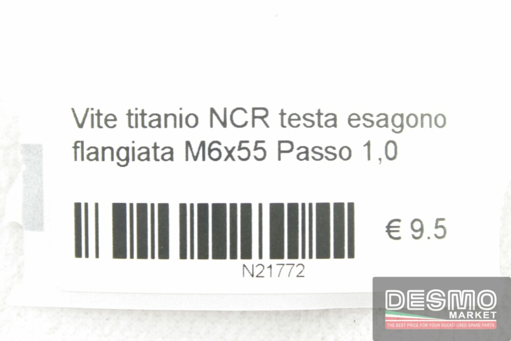 Vite titanio NCR testa esagono flangiata M6x55 Passo 1,0