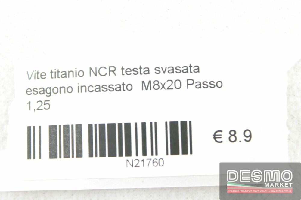 NCR titanium screw countersunk head hexagon socket M8x20 Pitch 1,25 - Image 4