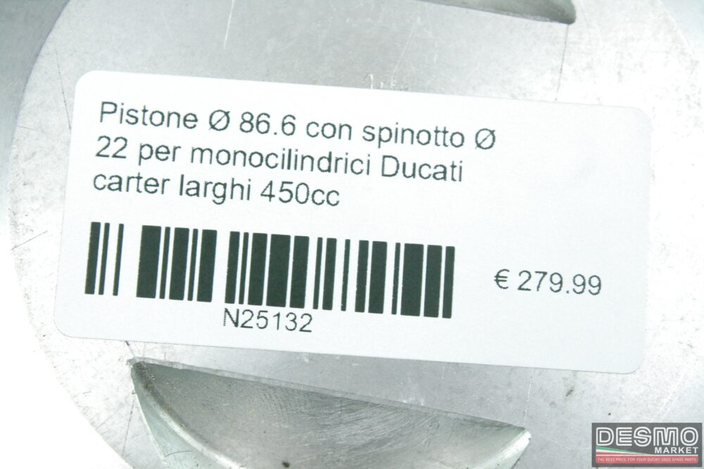 Pistone Ø86.6 spinotto Ø22 monocilindrici Ducati carter larghi 450cc