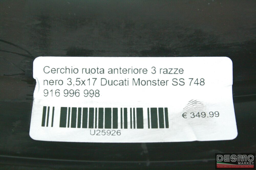 Cerchio ruota anteriore 3 razze nero 3,5×17 Ducati SS 748 916 996 998